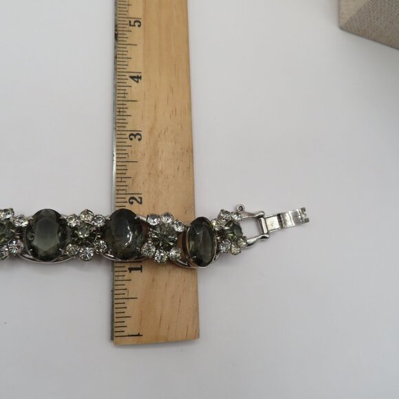 Juliana D&E Oval Black Glass and Black. And Clear Chatons Silver Tone Bracelet - Picture 15 of 15
